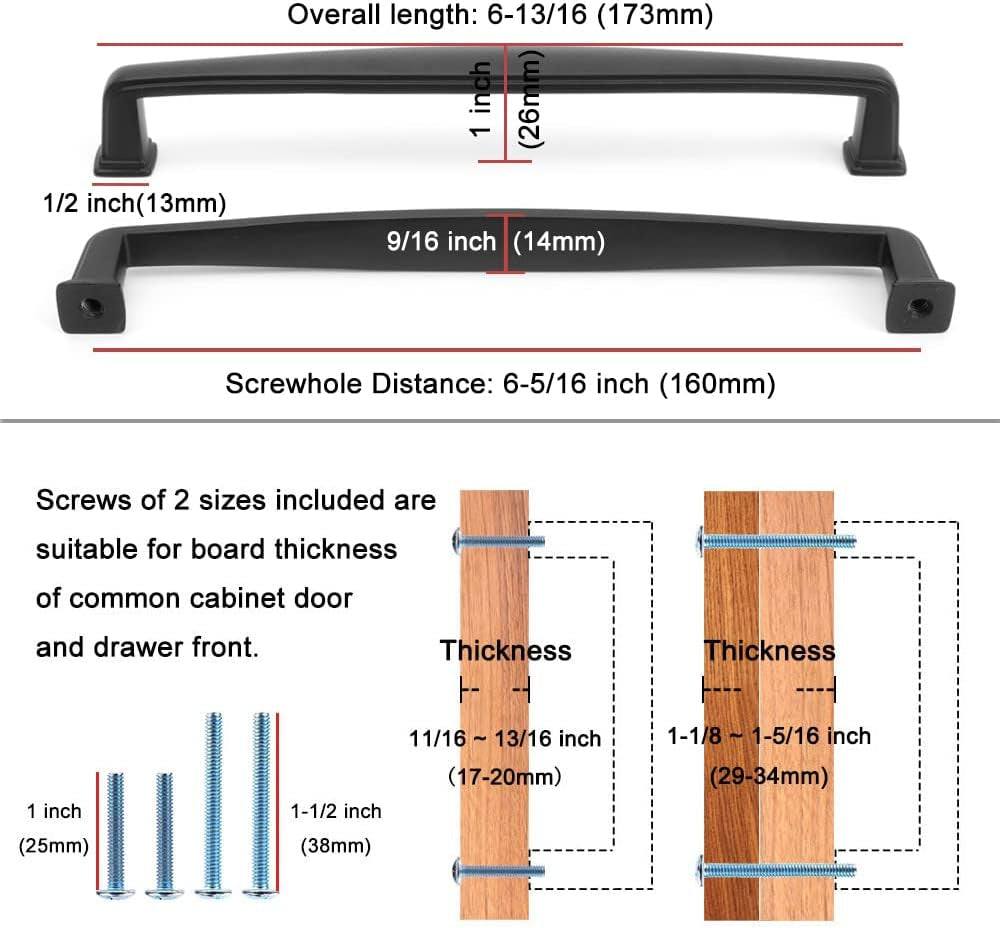 Square Foot Cabinet Arch Pull - Chrome Furniture Handle, 6.3 Inch/160Mm Screw Spacing, 10-Pack for Kitchen Cupboard Door, Bedroom Dresser Drawer, Bathroom Furniture Hardware
