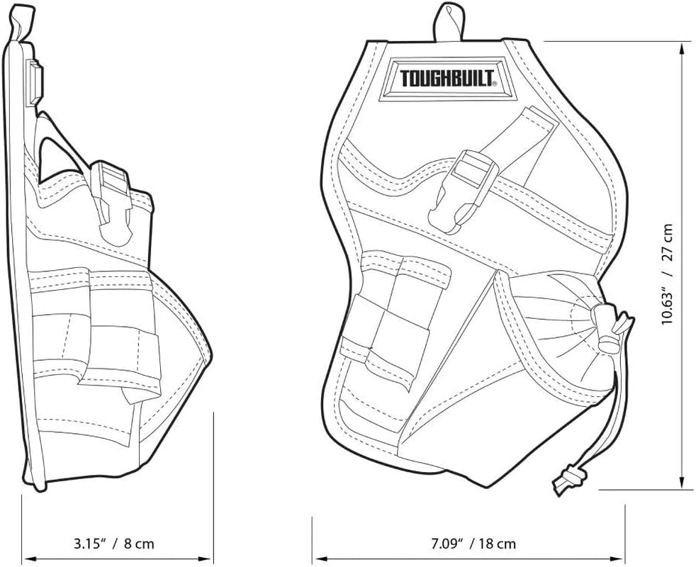 - Drill Holster W/Multiple Tool Loops and Angled Design to Evenly Balance Weight on Belt - TB-220-B