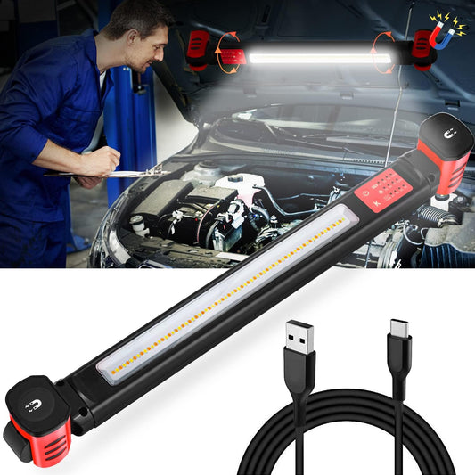 LED Work Light,5400Lum Light Source Dual Color Temperature Work Light, Portable Magnetic Underhood Work Light with Hooks,Rechargeable Cordless Mechanic Light