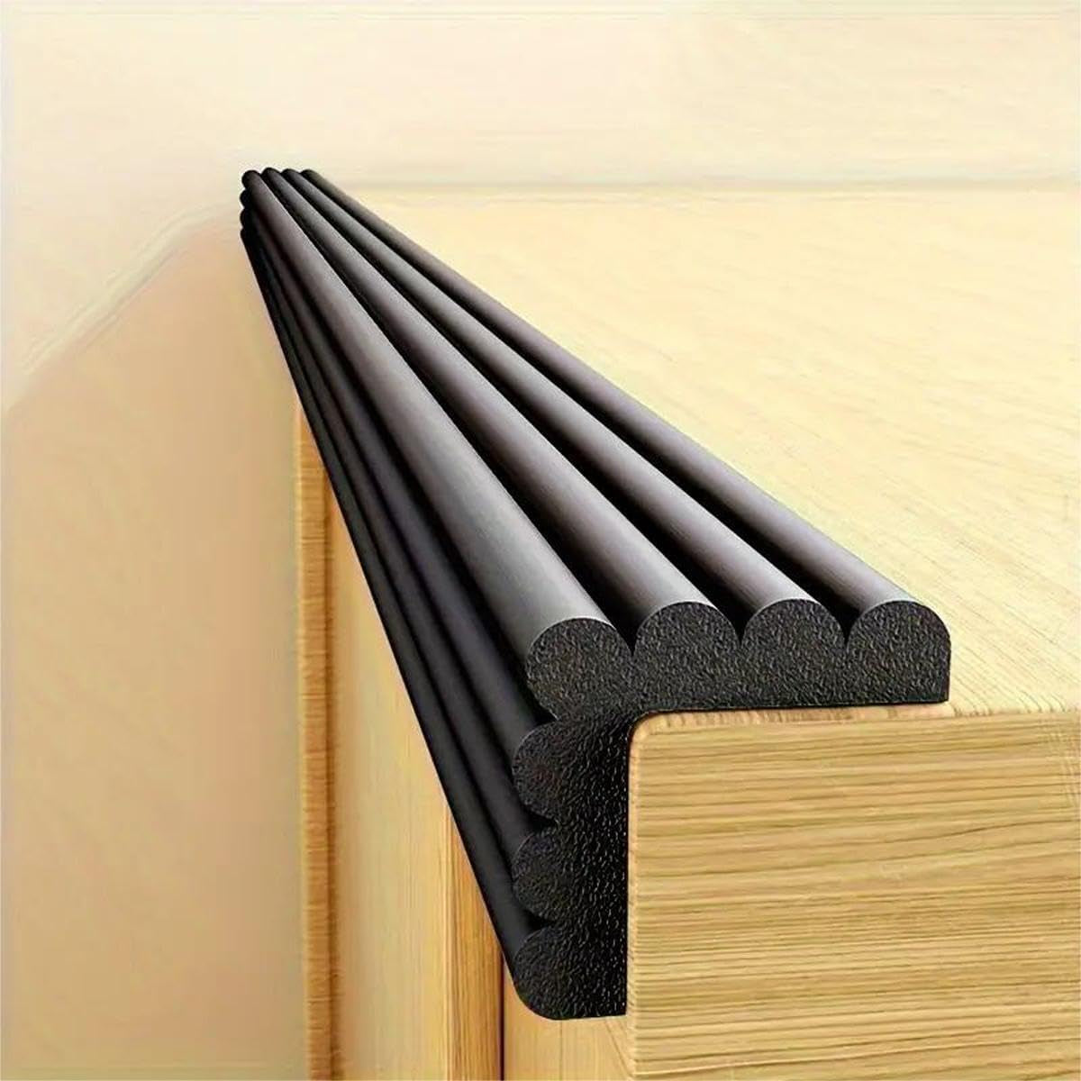 Soft Wide Edge Protector for Baby with 3M Strong Adhesive Double Sided Pre-Taped,(12.5Ft, Black) Baby Proofing Safety Guards Proof Foam Padding for Sharp Edges, Table, Desk, Furniture