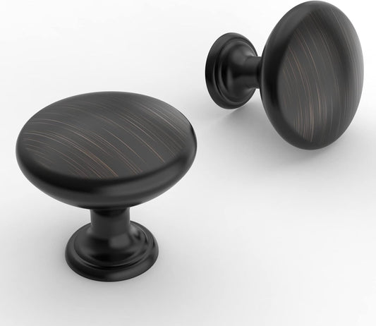 10 Pack Cabinet Hardware Knobs, Kitchen Door Cabinet Oil Rubbed Bronze round Solid Knobs - 1-1/4 Inch (30Mm) Diameter