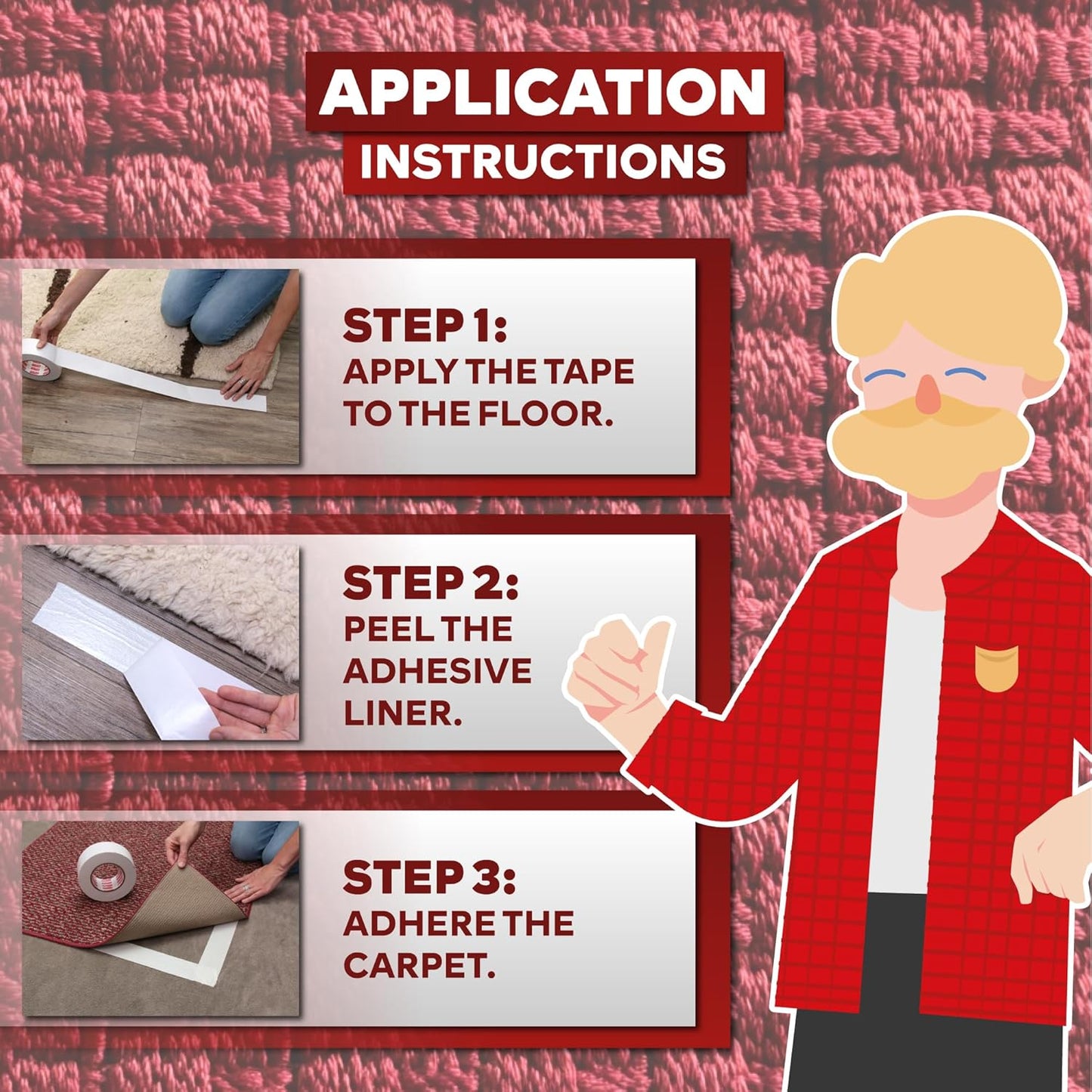 Carpet Tape Double Sided - Heavy Duty 2” X 20 Yds Gentle on Surface Double Sided Carpet Tape for Area Rugs over Carpet for Hardwood Floors, Corner Rug Tape for Carpet to Carpet