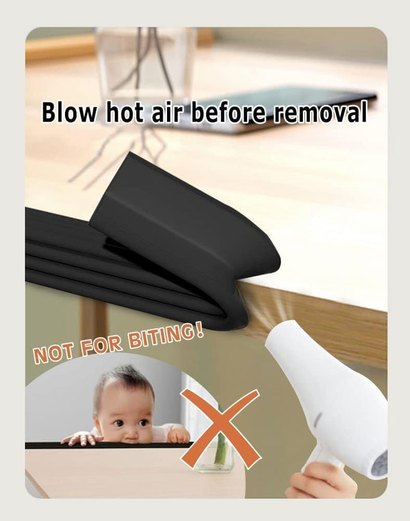 Soft Wide Edge Protector for Baby with 3M Strong Adhesive Double Sided Pre-Taped,(12.5Ft, Black) Baby Proofing Safety Guards Proof Foam Padding for Sharp Edges, Table, Desk, Furniture