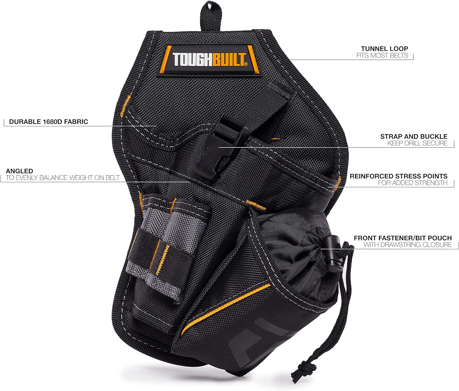 - Drill Holster W/Multiple Tool Loops and Angled Design to Evenly Balance Weight on Belt - TB-220-B