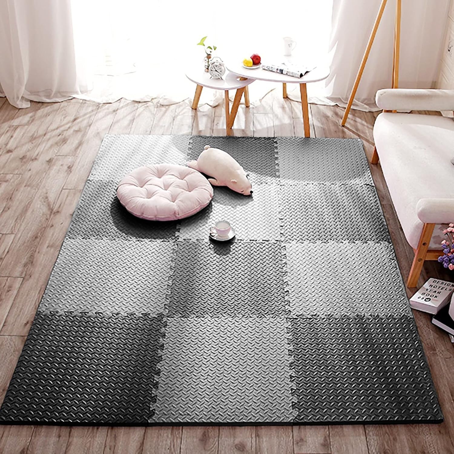 1/2" Thick Gym Flooring for Home Gym Mats for Home Workout Floor Cover Interlocking Foam Tiles Exercise Floor Puzzle Weight Mat Garage Floor Pads Carpet Fitness Large Work Out Equipment Mat