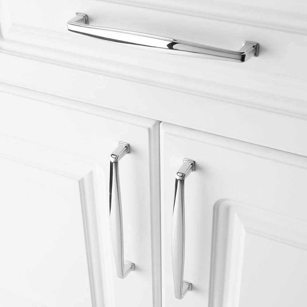 Square Foot Cabinet Arch Pull - Chrome Furniture Handle, 6.3 Inch/160Mm Screw Spacing, 10-Pack for Kitchen Cupboard Door, Bedroom Dresser Drawer, Bathroom Furniture Hardware