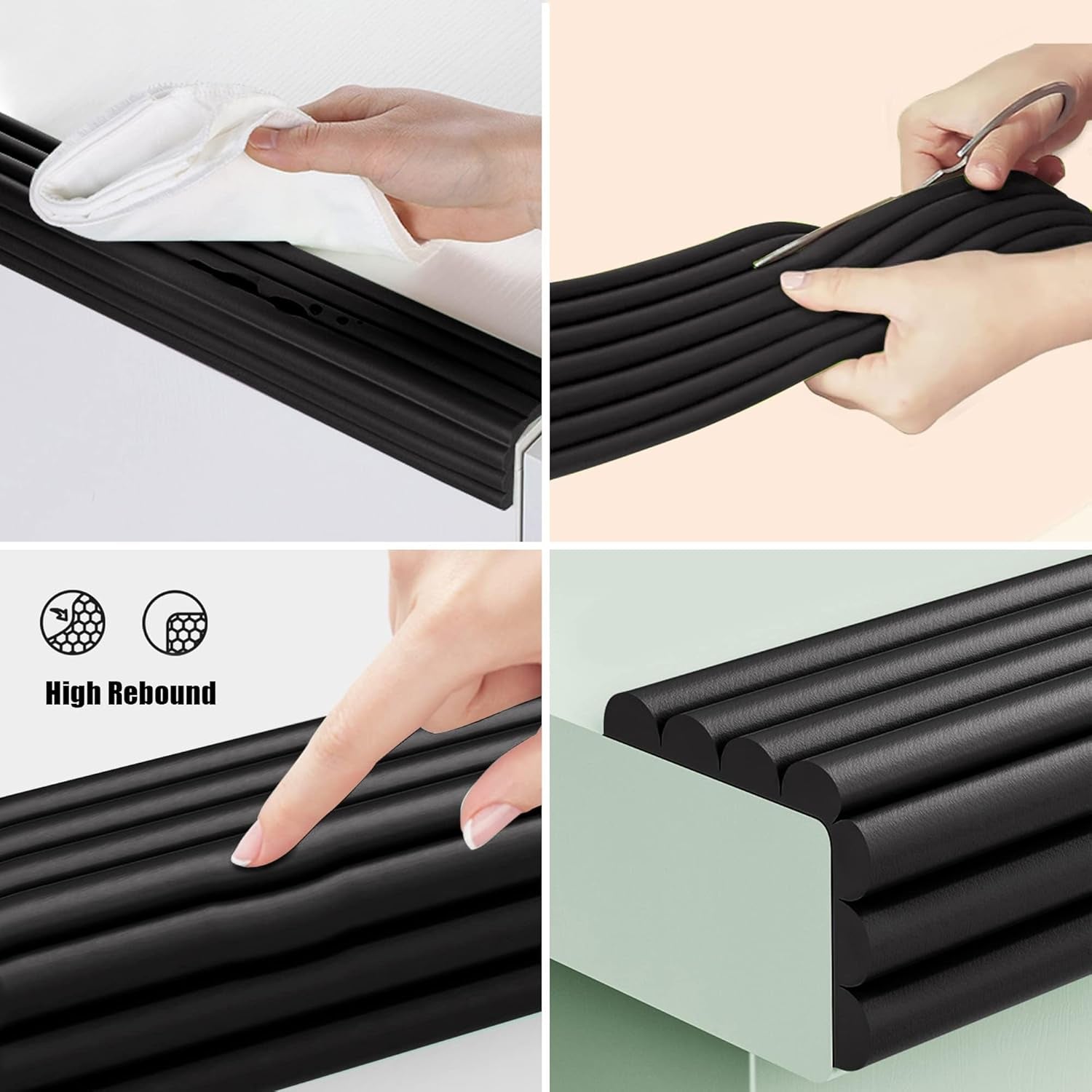 Soft Wide Edge Protector for Baby with 3M Strong Adhesive Double Sided Pre-Taped,(12.5Ft, Black) Baby Proofing Safety Guards Proof Foam Padding for Sharp Edges, Table, Desk, Furniture